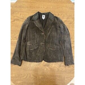 Tres Jolie Jacket Womens 10 Brown Suede Hippie Boho Coastal Chic Grandma